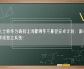 业内人士称华为确有让鸿蒙明年不兼容安卓计划：跟iOS/安卓一样成独立系统！