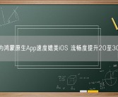华为鸿蒙原生App速度媲美iOS 流畅度提升20至30%！