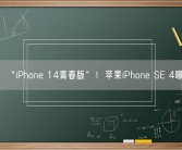 “iPhone 14青春版”！苹果iPhone SE 4曝光！