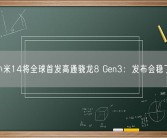 小米14将全球首发高通骁龙8 Gen3：发布会稳了！