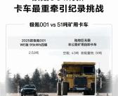 2.5吨小身板拖动51吨大矿卡！极氪001创卡车最重牵引纪录!
