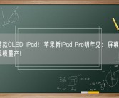全球首款OLED iPad！苹果新iPad Pro明年见：屏幕面板即将大规模量产！