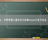 俄罗斯、沙特等国火速向华为采购Mate60官方回应：谣言！