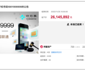 尾号6个9手机号拍出2614万天价！竞得人尚未缴款：疑被恶意抬价！