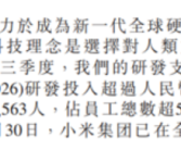 小米第三季度研发砸了50亿！超1.7万人搞研发 占比超53%！