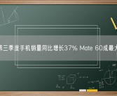 华为第三季度手机销量同比增长37% Mate 60成最大赢家！