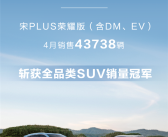 4月狂卖4.3万辆 比亚迪宋PLUS荣耀版斩获全品类SUV销量冠军！